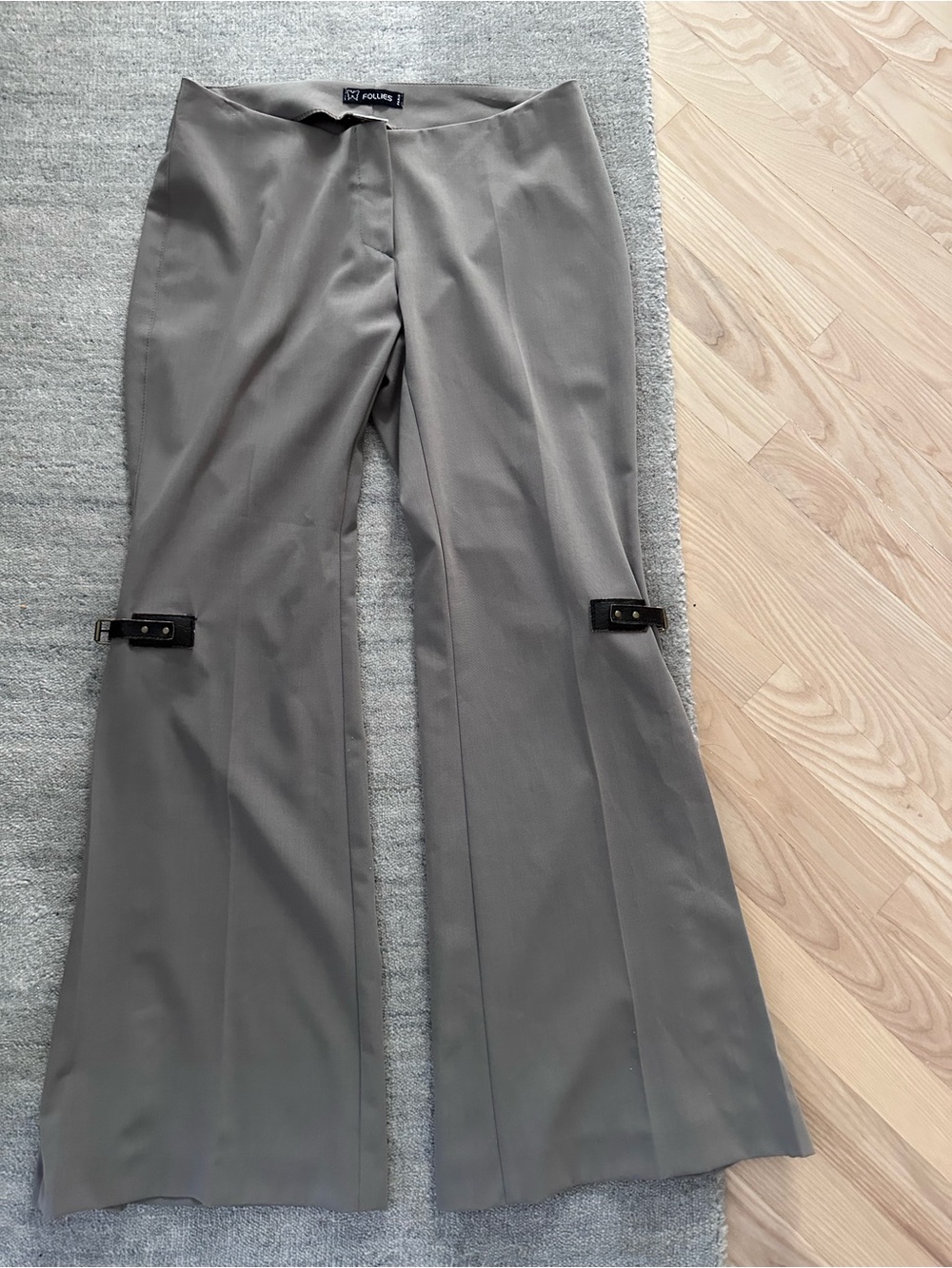 Vintage 90s French follies Paris made in France Gray Dress Pants Knee Buckle